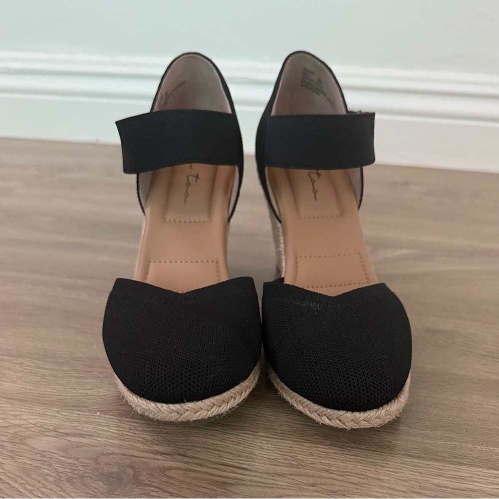Black Espadrille Wedge Sandals